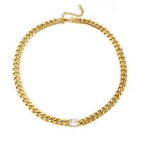 Retro Personality Simple 18k Gold Fashion Hip-hop Niche Design Thick Necklace sku image 1