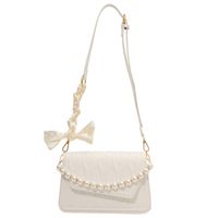 Embroidered Thread Pearl Chain Small Square Bag New Trendy Fashion Casual Bag Silk Scarf Messenger Bag sku image 2