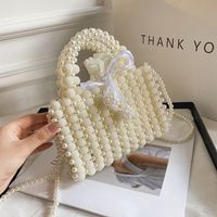 New Trendy Fashion Hand-held Shoulder Bag Beaded All-match Messenger Small Square Bag sku image 1