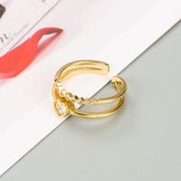 Fashion Geometric Star Love Ring Copper Gold-plated Zircon Personality Temperament Index Finger Ring sku image 1