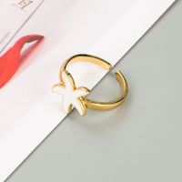 Anillo De Gota De Aceite De Estrella De Mar Con Ojos Chapados En Oro De Cobre A La Moda Accesorios De Anillo Abierto De Personalidad Simple sku image 3