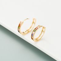 Fashion New Copper Gold-plated Inlaid Colorful Zircon Geometric Earrings sku image 2