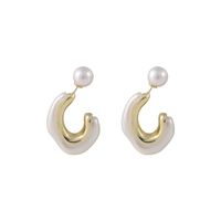 Fashion Geometric U-shaped Pearl Earrings Retro Alloy Earrings main image 6