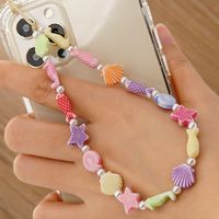 New Rainbow Pearl Shell Star Letter Beaded Mobile Phone Chain main image 4