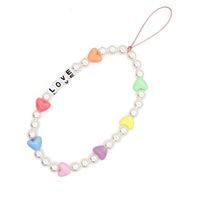Fashion Small Beads Lanyard Letter Small Imitation Heart-shaped Pearl Anti-lost Mobile Phone Chain main image 6