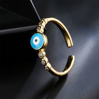 Fashion Drip Oil Devil's Eye Ring Copper Plated Gold Open Zircon Ring main image 1