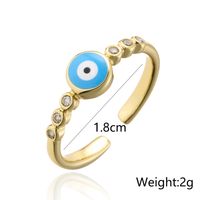Fashion Drip Oil Devil's Eye Ring Copper Plated Gold Open Zircon Ring main image 5