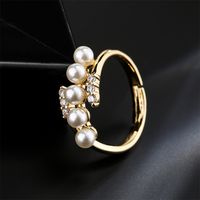 Fashion New Luxury Pearl Zircon Jewelry Copper Plated 18k Gold Ring main image 4