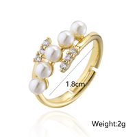 Fashion New Luxury Pearl Zircon Jewelry Copper Plated 18k Gold Ring main image 5