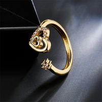 Simple Design Ring 18k Gold Plated Heart Shape Zircon Open Ring main image 4