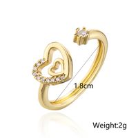 Simple Design Ring 18k Gold Plated Heart Shape Zircon Open Ring main image 5