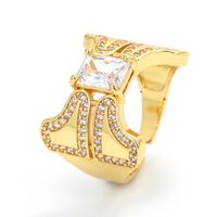 Korean Color Copper Micro-set Zircon Ring Opening Adjustable Wide-faced Ring main image 3