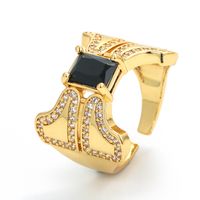 Korean Color Copper Micro-set Zircon Ring Opening Adjustable Wide-faced Ring main image 4