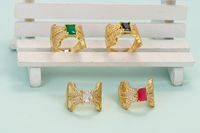 Korean Color Copper Micro-set Zircon Ring Opening Adjustable Wide-faced Ring main image 6