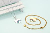 Fashion New Rainbow Pendant Heart Shaped Copper Inlaid Zircon Necklace main image 5