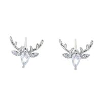 Korean Giraffe Elk Earrings Antlers Copper Zircon Earrings main image 3