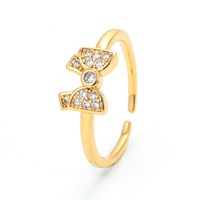 Korean Style Micro-set Zircon Butterfly Ring 18k Gold Copper Open Index Finger Ring main image 1