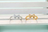 Korean Style Micro-set Zircon Butterfly Ring 18k Gold Copper Open Index Finger Ring main image 4