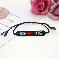 Pulsera Tejida Con Corazón De Moda, Pulsera Apilada Con Letras De Estilo Étnico Con Cuentas De Ojo main image 5