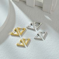 Geometric 304 Stainless Steel No Inlaid 18K Gold Plated Earrings Ear Studs main image 4