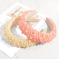 New Pearl Bead Jelly Color Fashion Baroque Thickened Sponge Wide-brimmed Hairband main image 3