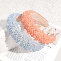 New Pearl Bead Jelly Color Fashion Baroque Thickened Sponge Wide-brimmed Hairband main image 4