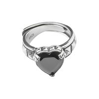 Korean Style Fashion Diamond Black Heart Open Ring Retro Personality Cross Line Black Zircon Index Finger Ring main image 6