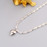 Fashion Sweet Heart-shaped Necklace Pearl Stitching Chain Copper Necklace main image 3