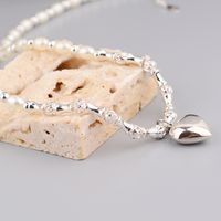 Fashion Sweet Heart-shaped Necklace Pearl Stitching Chain Copper Necklace main image 4