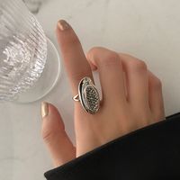 Korean Retro Simple Oval Index Finger Ring Fashion Design Sense Personality Open Ring main image 2