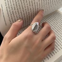 Korean Retro Simple Oval Index Finger Ring Fashion Design Sense Personality Open Ring main image 4