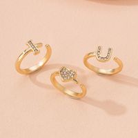 South Korean Diamond Letter Love Valentine's Day Ring Set Simple Fashion Alloy Ring main image 3