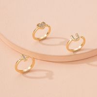 South Korean Diamond Letter Love Valentine's Day Ring Set Simple Fashion Alloy Ring main image 4