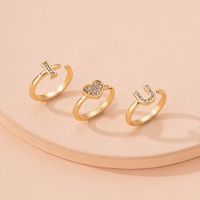 South Korean Diamond Letter Love Valentine's Day Ring Set Simple Fashion Alloy Ring main image 5