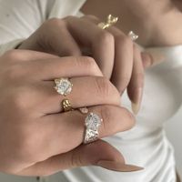 Niche Fashion Index Finger Ring Inlaid Gemstone Flowing Light Luxury Open Ring main image 3