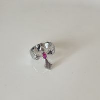 French Retro Light Luxury Niche Simple Diamond Cross Ring Couple Open Ring main image 6