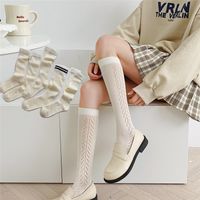 College Style Calf Socks Spring And Autumn Middle Tube Socks Striped Hollow Cotton Socks main image 3
