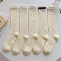 College Style Calf Socks Spring And Autumn Middle Tube Socks Striped Hollow Cotton Socks main image 1