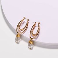 European And American Fashion Hand-wound Pearl Alloy Earrings Wholesale main image 1