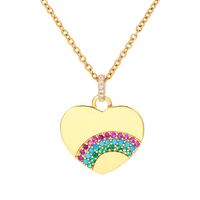 Fashion New Rainbow Pendant Heart Shaped Copper Inlaid Zircon Necklace sku image 1