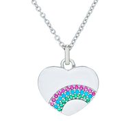 Fashion New Rainbow Pendant Heart Shaped Copper Inlaid Zircon Necklace sku image 2