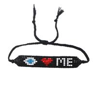 Fashion Heart Weaving Bracelet Eye Beaded Ethnic Style Letters Stacked Bracelet sku image 1