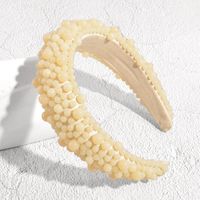 New Pearl Bead Jelly Color Fashion Baroque Thickened Sponge Wide-brimmed Hairband sku image 1