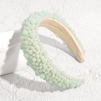 New Pearl Bead Jelly Color Fashion Baroque Thickened Sponge Wide-brimmed Hairband sku image 2