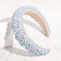 New Pearl Bead Jelly Color Fashion Baroque Thickened Sponge Wide-brimmed Hairband sku image 3