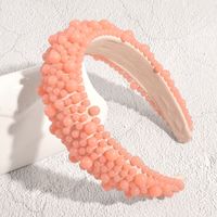 New Pearl Bead Jelly Color Fashion Baroque Thickened Sponge Wide-brimmed Hairband sku image 4