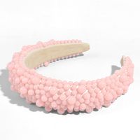 New Pearl Bead Jelly Color Fashion Baroque Thickened Sponge Wide-brimmed Hairband sku image 5