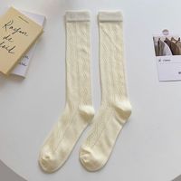 College Style Calf Socks Spring And Autumn Middle Tube Socks Striped Hollow Cotton Socks sku image 5