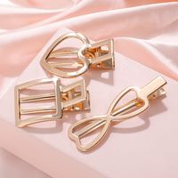 3 Pieces Classic Fashion Geometric Hollow Gold Hair Clips main image 4