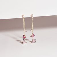 Creative Long Purple Butterfly Zircon Copper Stud Earrings main image 1